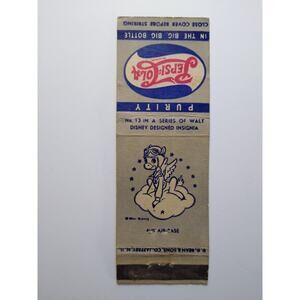 Pepsi Cola, Matchbook Cover, Walt Disney 1940's No 13 Horse w Wings 4th Air Base